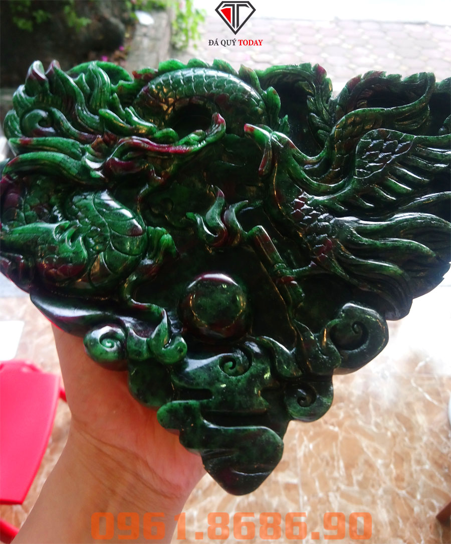 Tượng rồng phượng sum vầy bằng đá quý ruby nam phi
